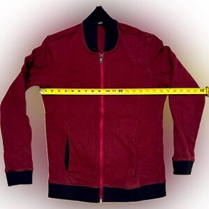 ALFANI MENS COTTON ZIP FRONT BASEBALL COLLAR BOMBER JACKET DARK RED SZ S EGYPT